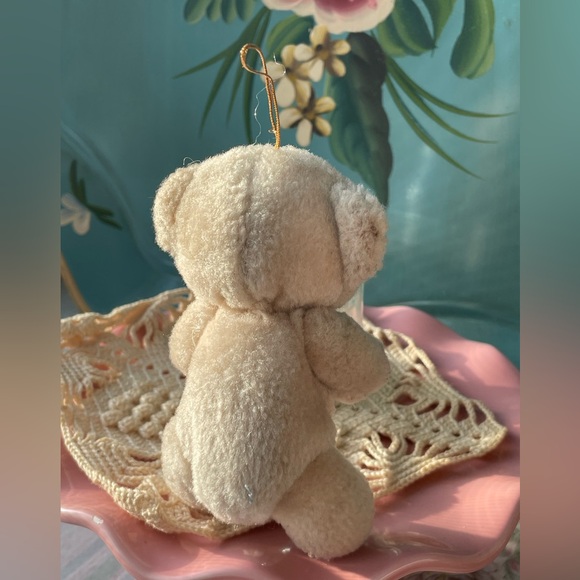 Vintage Plush Beige Jointed Teddy Bear Ornament - Picture 2 of 5